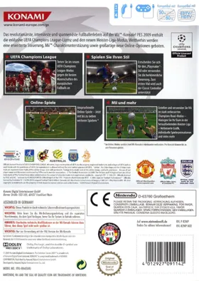 Pro Evolution Soccer 2009 box cover back